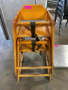 (2) WOODEN HIGH CHAIRS