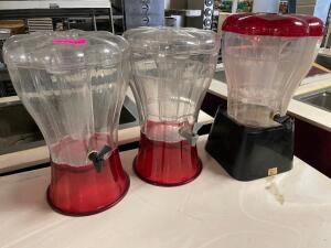 (3) PLASTIC BEVERAGE DISPENSERS W/ STANDS