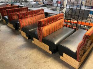 (4) SECTIONS OF 48" VINYL BOOTH SEATS W/ UPHOLSTERED BACKS.