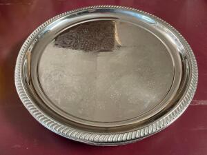 (6) 15" ROUND STAINLESS SERVING TRAYS