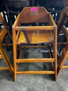 DESCRIPTION: (2) WOODEN HIGH CHAIRS THIS LOT IS: SOLD BY THE PIECE QTY: 2