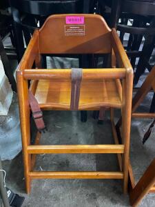 DESCRIPTION: (2) WOODEN HIGH CHAIRS THIS LOT IS: SOLD BY THE PIECE QTY: 2