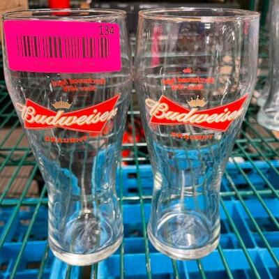 DESCRIPTION: (2) BUDWEISER LOGO PILSNER GLASSES THIS LOT IS: SOLD BY THE PIECE QTY: 2