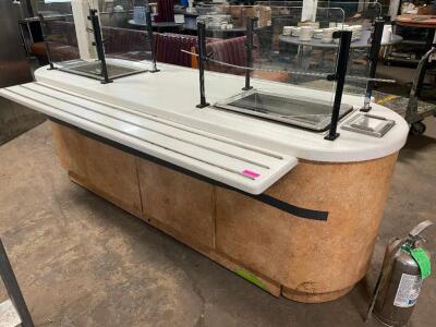 96" DOUBLE SIDED BUFFET LINE W/ (2) NON REFRIGERATED COLD WELLS.