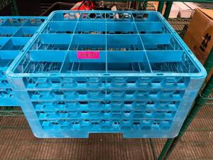 DESCRIPTION: 16 GROUP TALL BLUE PLASTIC GLASS RACK QTY: 1