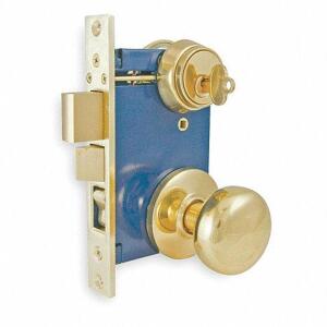 DESCRIPTION: (3) LIGHT DUTY MORTISE LOCKSET BRAND/MODEL: GRAINGER/1TPZ3 INFORMATION: BRIGHT BRASS RETAIL$: 110.32 EACH SIZE: 2-1/2"BACKSET X 1-3/8" TO