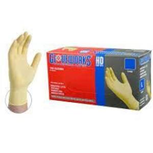 DESCRIPTION: (4) BOXES OF (100) INDUSTRIAL LATEX DISPOSABLE GLOVES BRAND/MODEL: GLOVEWORKS #ILHD44100 RETAIL$: $20.00 EA SIZE: SIZE M QTY: 4