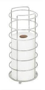 DESCRIPTION: (1) CYLINDER FREE STANDING TOILET PAPER HOLDER BRAND/MODEL: BATH BLISS RETAIL$: $20.00 EA SIZE: 4 ROLL CAP QTY: 1