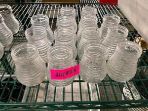 DESCRIPTION: (14) GLASS SHAKERS � NO LIDS THIS LOT IS: ONE MONEY QTY: 1