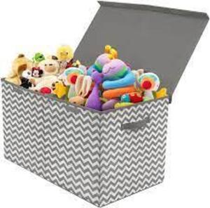 DESCRIPTION: (2) TOY CHEST WITH REMOVABLE FLIP TOP LID BRAND/MODEL: SORBUS INFORMATION: GRAY RETAIL$: $30.00 EA SIZE: 27.5 x 15 x 16 QTY: 2