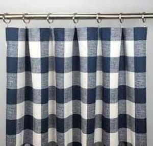 DESCRIPTION: (1) SET OF CURTAINS BRAND/MODEL: KELLY INFORMATION: CHECKERED NAVY RETAIL$: $60.00 EA SIZE: 52X84 QTY: 1