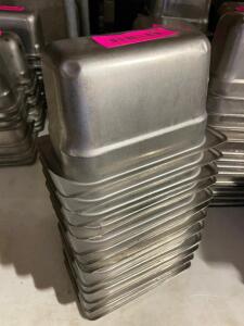 DESCRIPTION: (12) 1/9TH SIZE STAINLESS INSERTS. ADDITIONAL INFORMATION: 4� DEEP THIS LOT IS: SOLD BY THE PIECE QTY: 12