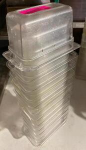 DESCRIPTION: (12) 1/9TH SIZE PLASTIC INSERTS. ADDITIONAL INFORMATION: 4� DEEP THIS LOT IS: SOLD BY THE PIECE QTY: 12