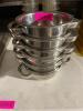 DESCRIPTION: (5) 6� STAINLESS BOWLS W/ HANDLES. ADDITIONAL INFORMATION: 2� DEEP THIS LOT IS: SOLD BY THE PIECE QTY: 5 - 2