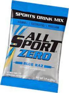 DESCRIPTION: (6) SPORTS DRINK MIX POWDER CONCENTRATE BRAND/MODEL: ALL SPORT INFORMATION: BLUE RAZ RETAIL$: $6.12 EA SIZE: 1.9 OZ QTY: 6