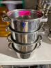 DESCRIPTION: (4) 6� STAINLESS BOWLS W/ HANDLES. ADDITIONAL INFORMATION: 4� DEEP THIS LOT IS: SOLD BY THE PIECE QTY: 4 - 2