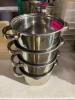 DESCRIPTION: (4) 6� STAINLESS BOWLS W/ HANDLES. ADDITIONAL INFORMATION: 4� DEEP THIS LOT IS: SOLD BY THE PIECE QTY: 4 - 2