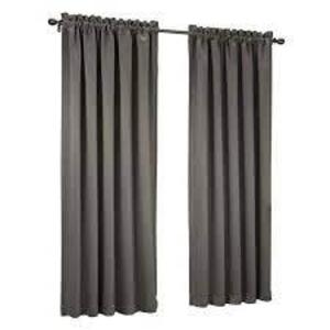 NAME: (2 PACK) Steel Solid Rod Pocket Room Darkening Curtain - 54 in. W x 63 in. L