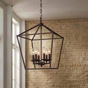 NAME: Weyburn 6-Light Bronze Caged Chandelier