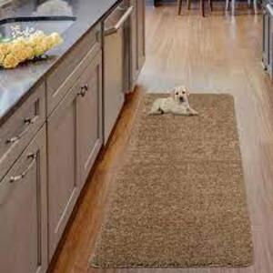 NAME: (2 PACK )Luxury Shaggy Collection Solid Beige 2 ft. 2 in. x 6 ft. Runner Rug