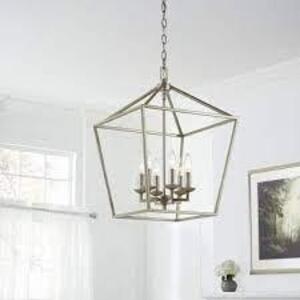 NAME: Weyburn 6-Light Antique Silver Leaf Caged Chandelier