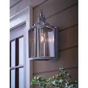 NAME: 1-Light Charred Iron Outdoor Wall Lantern Sconce