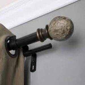 NAME: 72 in. - 144 in. Double Curtain Rod in Brown with Core Marble Ball Finial