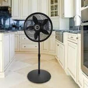 NAME: BRAND NEW Cyclone Adjustable-Height 18 in. 3 Speed Black Oscillating Pedestal Fan