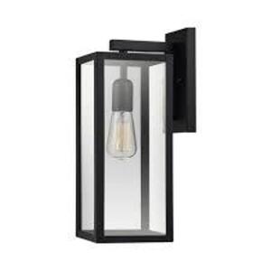 NAME: Hurley Modern 1-Light Matte Black Hardwired Medium Outdoor Wall Lantern Sconce