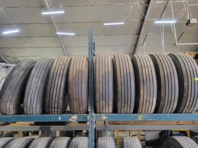 DESCRIPTION: (9) USED GOODYEAR MARATHON 22.5" TIRES INFORMATION: 9 TO 16/32 TREAD DEPTH QTY: 9