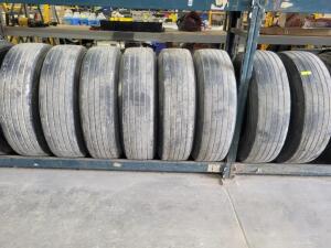 DESCRIPTION: (8) USED IRONMAN 22.5" TIRES INFORMATION: 6 TO 9/32 TREAD DEPTH QTY: 8