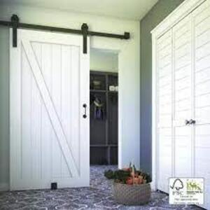 NAME: SLAB ONLY - 36 in. x 96 in. Z-Shape Solid Core White Primed Interior Barn Door