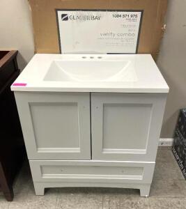 NAME: Delridge 30 in. W x 19 in. D Bath Vanity in Pearl Gray with Cultured Marble Vanity Top in White with White Sink