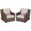 DESCRIPTION: (1) SET OF (2) GARDEN WICKER CHAIRS BRAND/MODEL: BETTER HOMES & GARDENS INFORMATION: WICKER, INCLUDES CUSHIONS RETAIL$: $399/SET QTY: 1