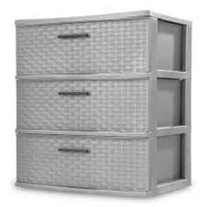 (1) 3 DRAWER WIDE WEAVE TOWER