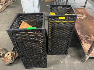 DESCRIPTION: (2) PLASTIC OUTDOOR STANDS / STORAGE COLUMNS THIS LOT IS: ONE MONEY QTY: 1