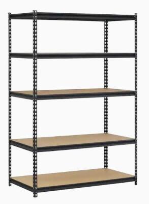 DESCRIPTION (1) MUSCLE RACK STEEL UTILITY SHELF BRAND/MODEL UR245P-BLK ADDITIONAL INFORMATION 5-TIER/WEIGHT CAPACITY: 800 LB/RETAILS AT $82.25 SIZE 24