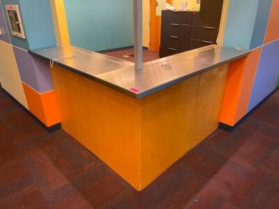 STAINLESS STEEL 68" L - SHAPED COUNTER HEIGHT DESK