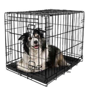 DESCRIPTION (1) VIBRANT LIFE FOLDING DOG CRATE BRAND/MODEL 34972 ADDITIONAL INFORMATION BLACK/SINGLE-DOOR/BREEDS UP TO 100 LBS/RETAILS AT $47.97 SIZE