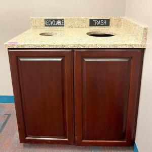 36" X 24" TWO-DOOR TRASH RECEPTACLE WITH GRANITE COUNTERTOP