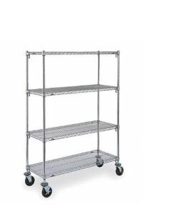 DESCRIPTION (2) METRO WIRE SHELVING UNIT BRAND/MODEL CART-5B ADDITIONAL INFORMATION 4-TIER/QUICK-ADJUST/SILVER/RETAILS AT $613.23 EACH SIZE 48" X 24"