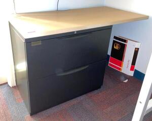 48" X 24" WOODEN OFFICE DESK WITH METAL STORAGE CABINET