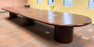 20' X 5' DECORATIVE WOODEN CONFERENCE TABLE