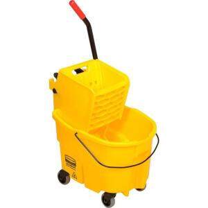 DESCRIPTION (1) RUBBERMAID WAVEBRAKE MOP BUCKET BRAND/MODEL FG748000YEL ADDITIONAL INFORMATION WRINGER/YELLOW/CAPACITY: 26 QT./RETAILS AT $155.61 SIZE