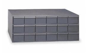 DESCRIPTION (1) DURHAM MFG STEEL DRAWER BIN CABINET BRAND/MODEL 030-95 ADDITIONAL INFORMATION GRAY/18-DRAWERS/RETAILS AT $246.56 SIZE 33-3/4"W X 11-3/