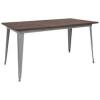 (1) RECTANGULAR METAL INDOOR TABLE WITH RUSTIC WOOD TOP