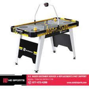 DESCRIPTION: (1) AIR HOCKEY GAME TABLE BRAND/MODEL: MD SPORTS/AH054Y19005 INFORMATION: BLACK & YELLOW/OVERHEAD ELECTRONIC SCORER RETAIL$: 79 SIZE: 54"