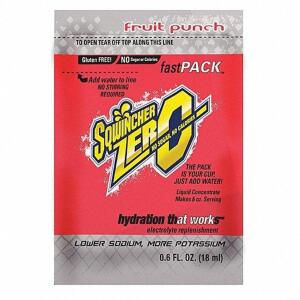 DESCRIPTION: (1) CASE OF (4) BOXES OF (50) SPORTS DRINK MIX CONCENTRATE BRAND/MODEL: SQWINCHER #8ZT64 INFORMATION: FRUIT PUNCH RETAIL$: 24.73 QTY: 1