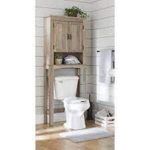 DESCRIPTION: (1) BATHROOM SPACE SAVER OVER THE TOILET STORAGE CABINET BRAND/MODEL: BETTER HOMES AND GARDENS INFORMATION: FARMHOUSE RETAIL$: $85.00 EA