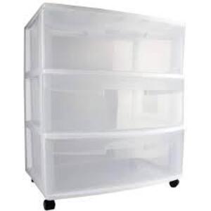 DESCRIPTION: (1) 3 DRAWER CART BRAND/MODEL: STERILITE #2930LAB8 INFORMATION: WHITE RETAIL$: $21.98 EA SIZE: 15X21X25 QTY: 1